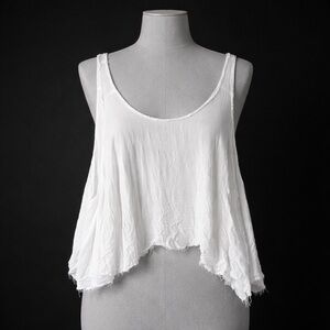 Intimately Free People White Top Size Small Gauze Sexy Comfy Cute Shark Bite Hem